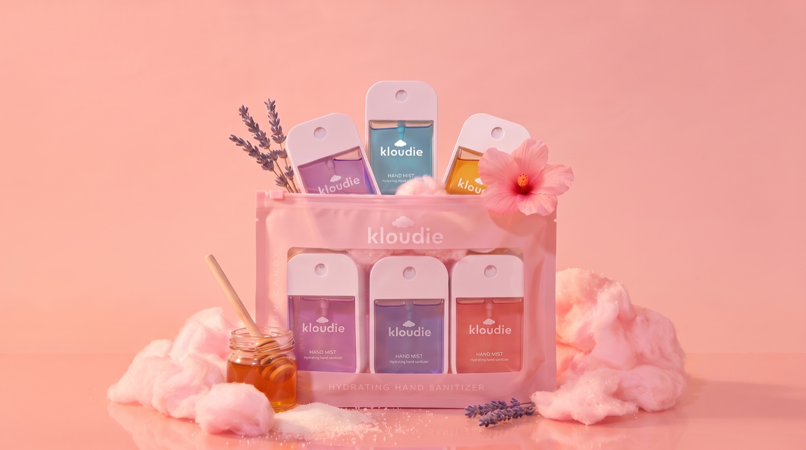 Kloudie six-scent bundle set in a zip pouch